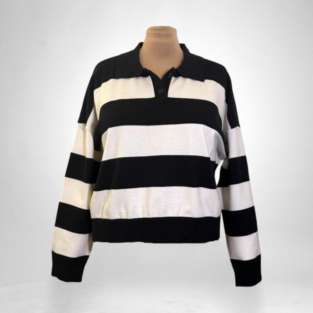 The Drop Women's Joan Splitneck Polo Long Sleeve Sweater, NEW! Size 3X
